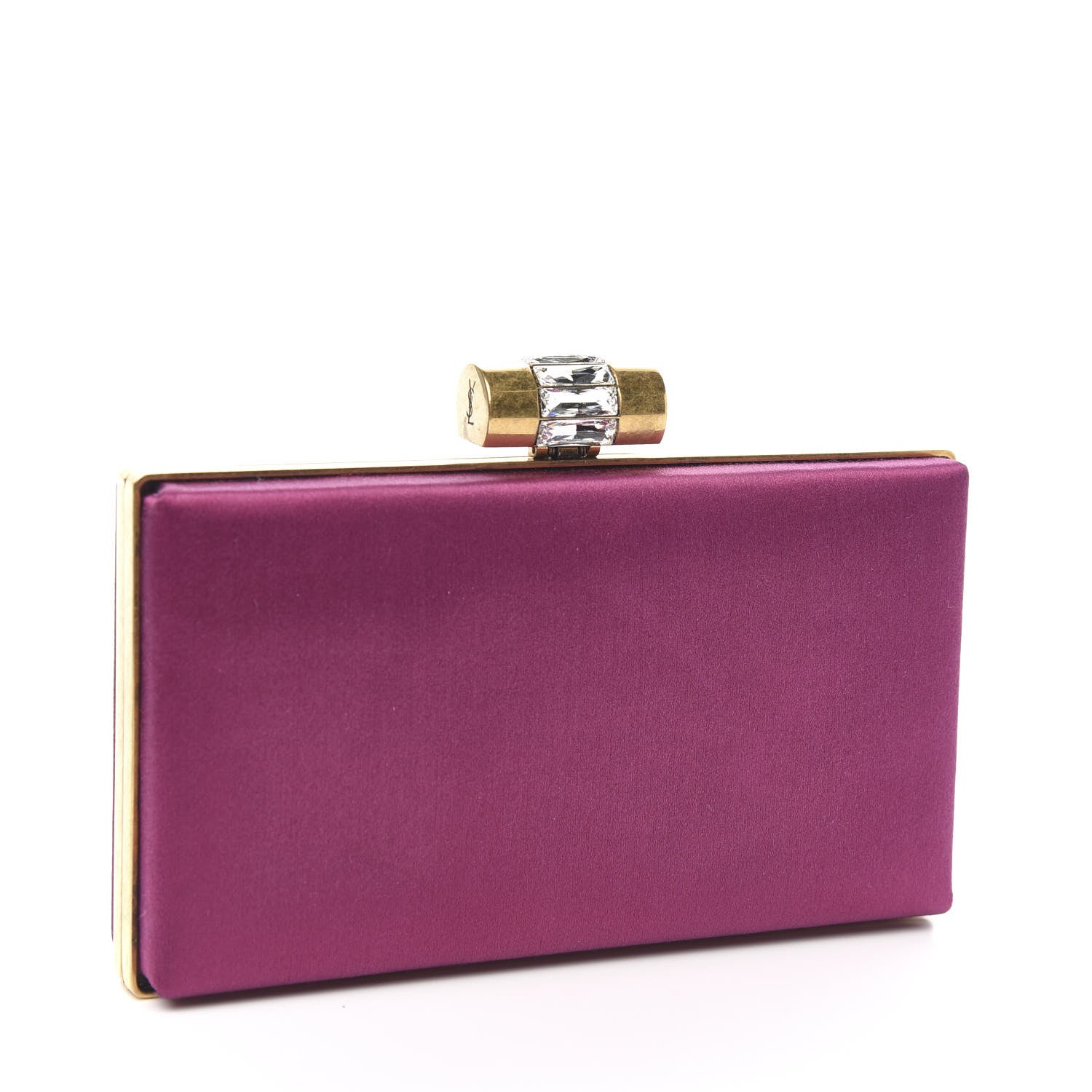 Saint Laurent Satin Y Mail Clutch Purple 2 of 6