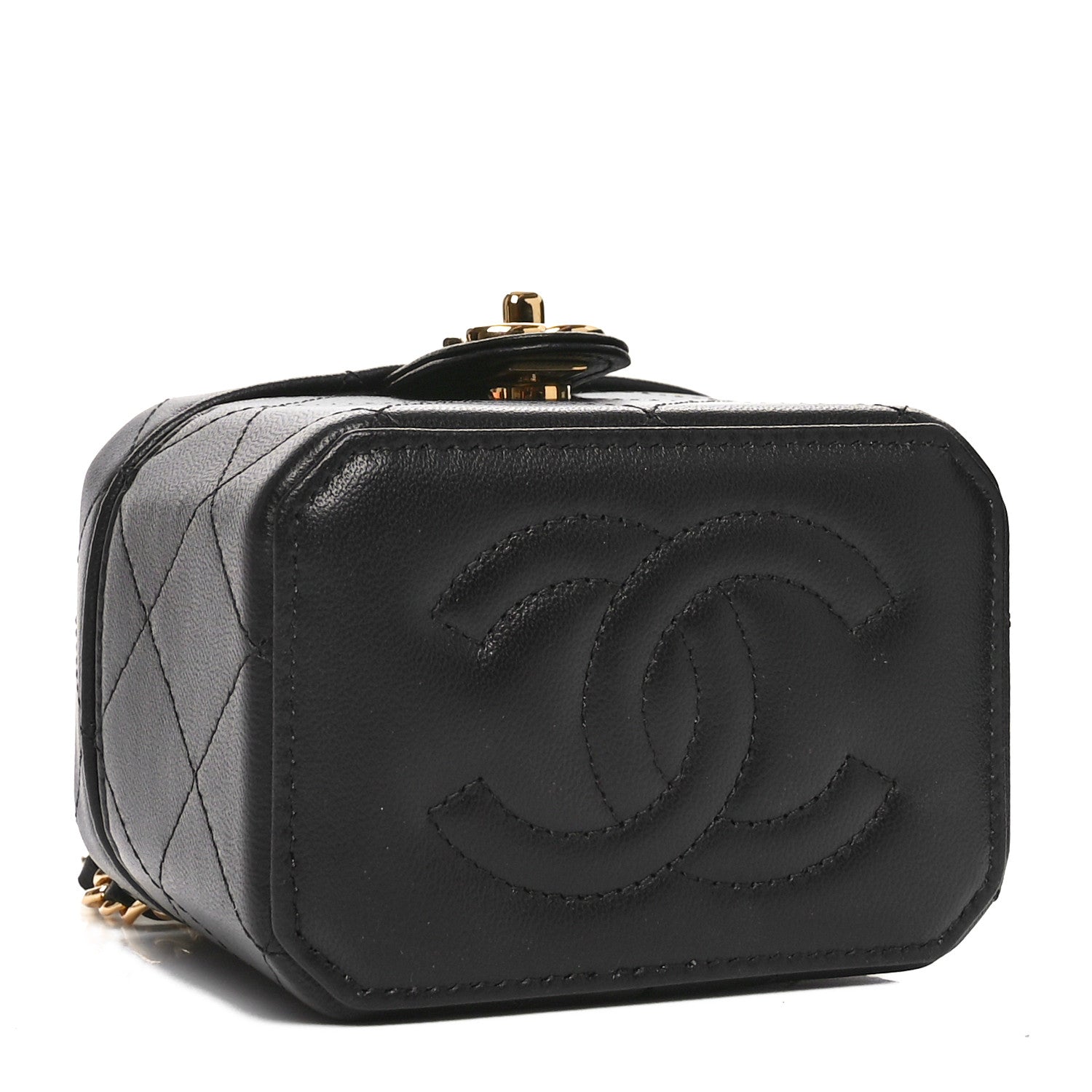 Chanel Lambskin Quilted Vanity Clutch With Chain Black 4 of 11