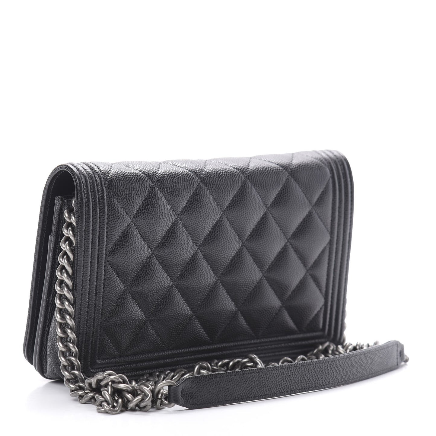 Caviar Quilted Boy Wallet On Chain WOC Black