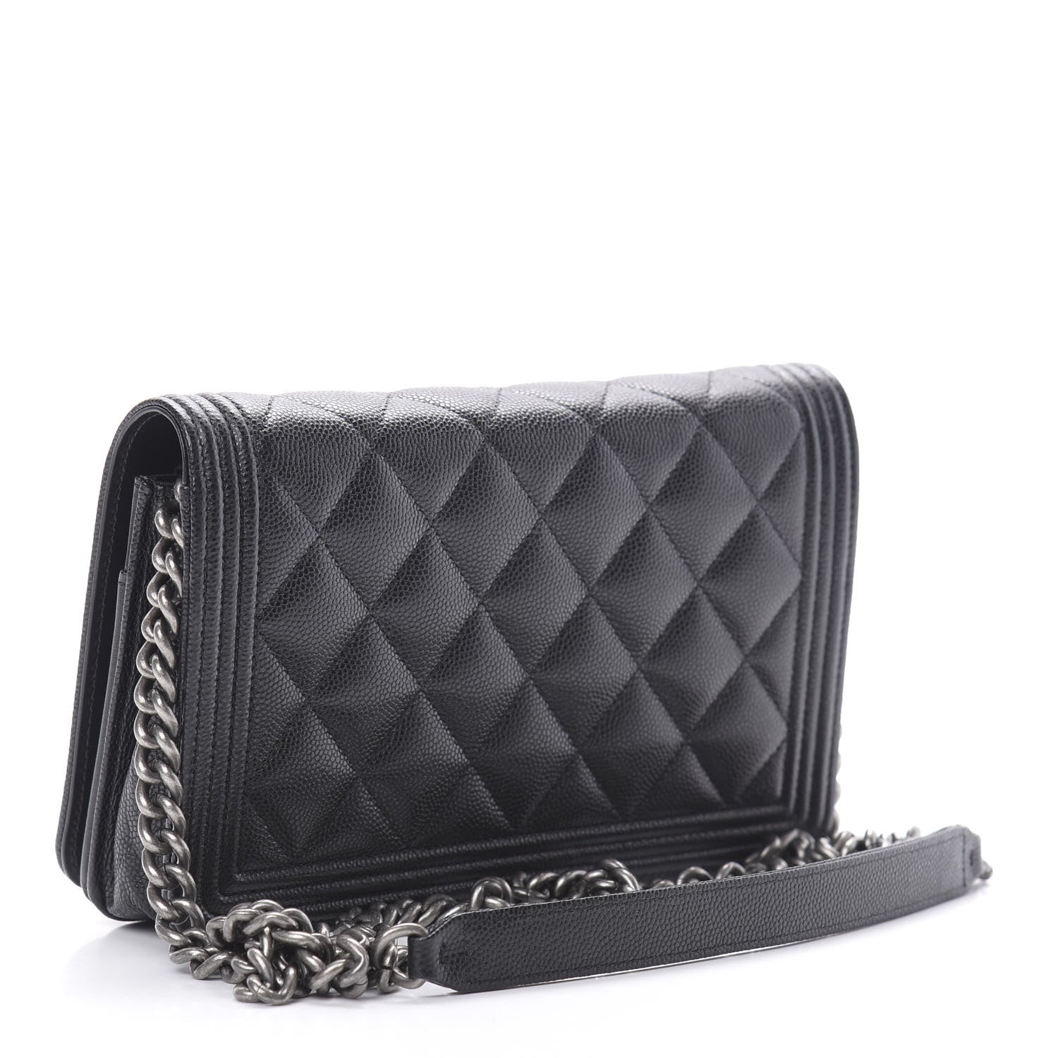 Chanel Caviar Quilted Boy Wallet On Chain WOC Black 3 of 15