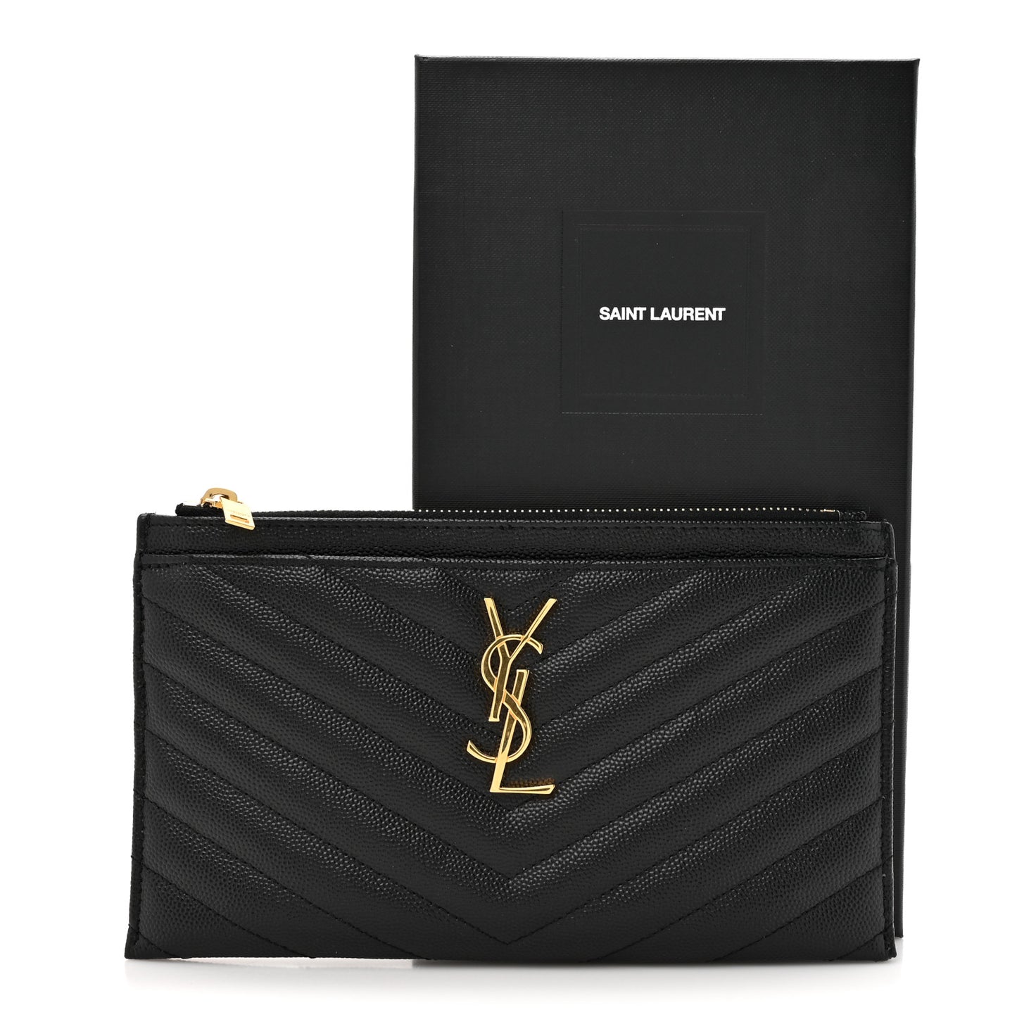 Grain De Poudre Chevron Monogram Bill Pouch Black