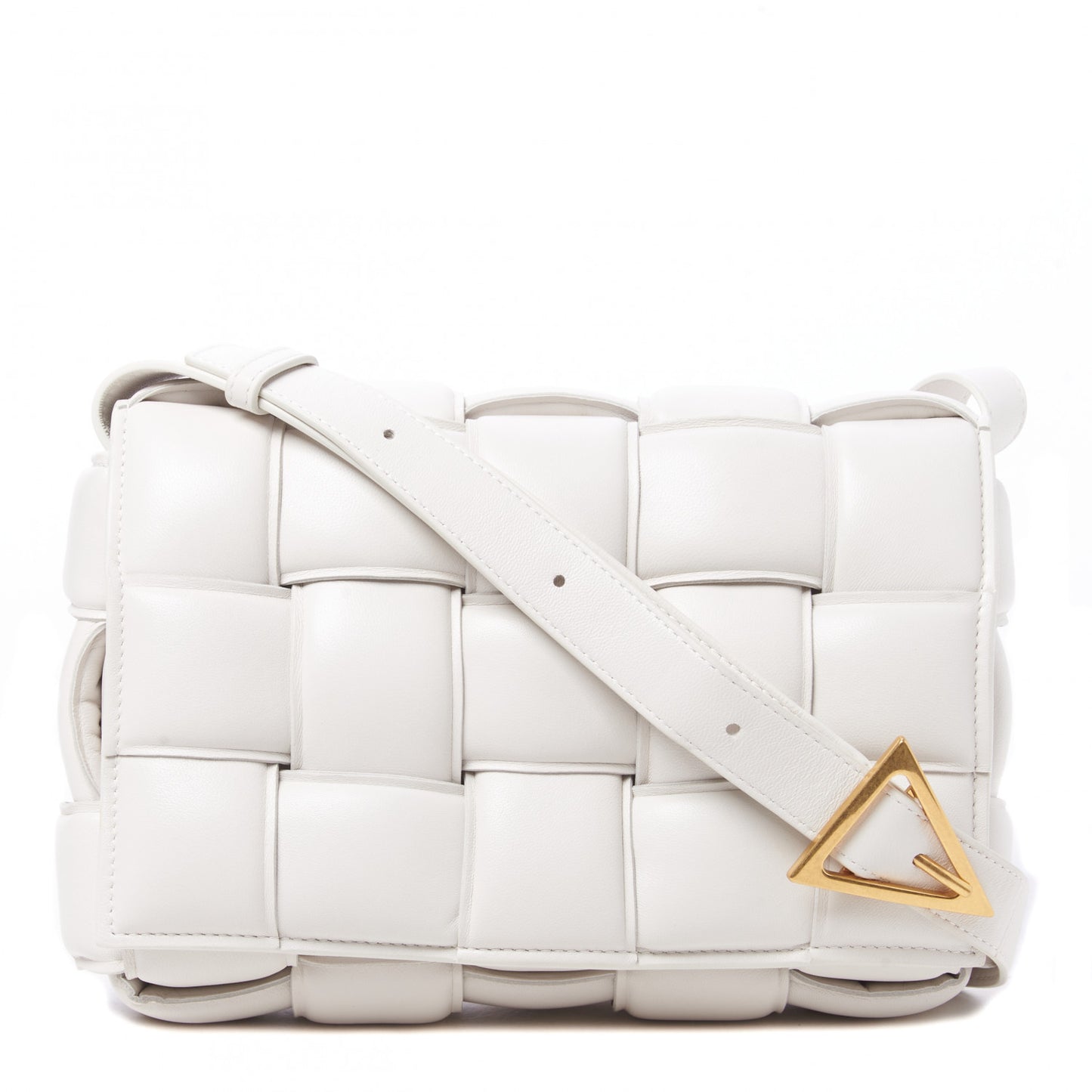 Nappa Maxi Intreccio Padded Cassette Crossbody Bag Chalk
