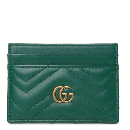 Gucci Calfskin Matelasse GG Marmont Card Holder Emerald Green 1 of 7
