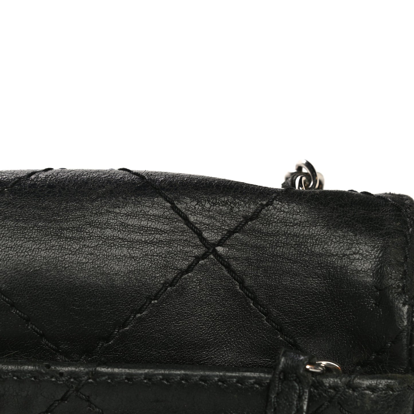 Lambskin Small Stitched Mini Flap Black