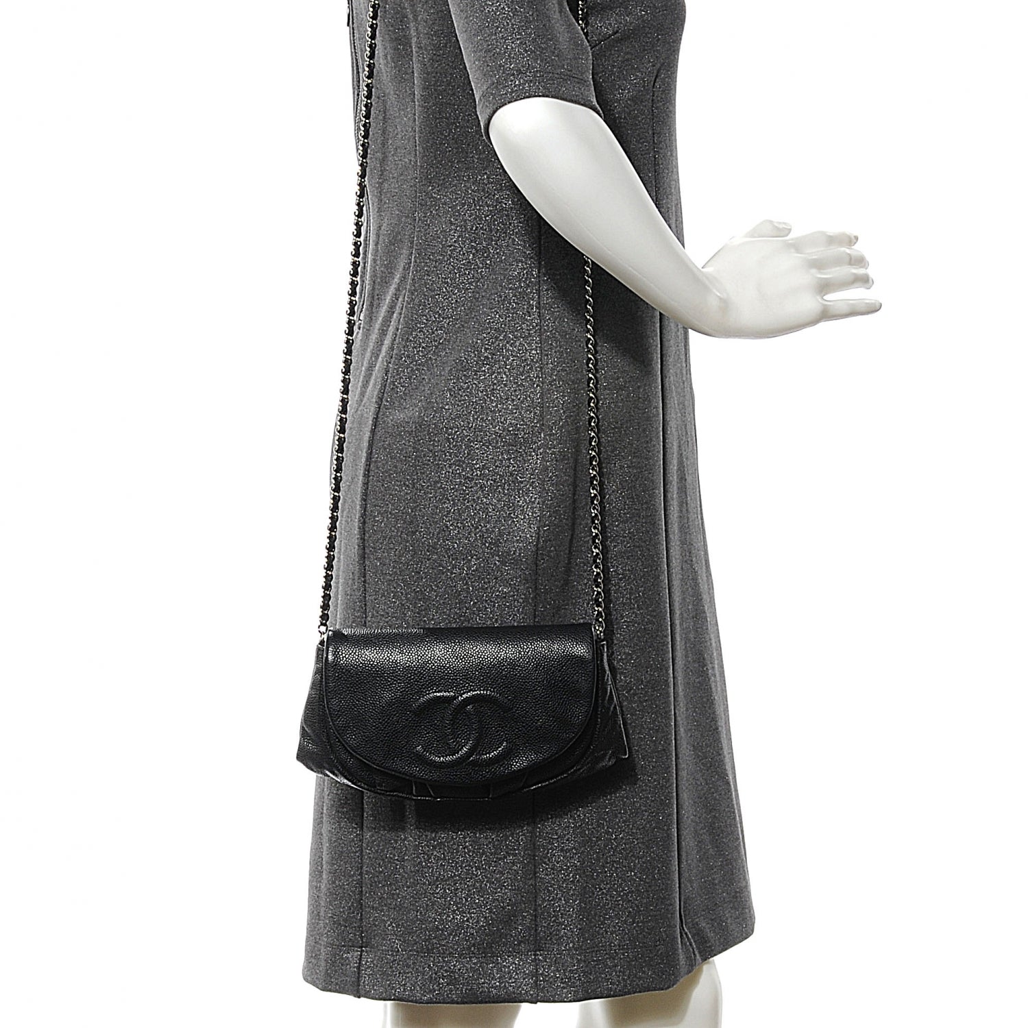 Chanel Caviar Half Moon Wallet On Chain WOC Black 2 of 9