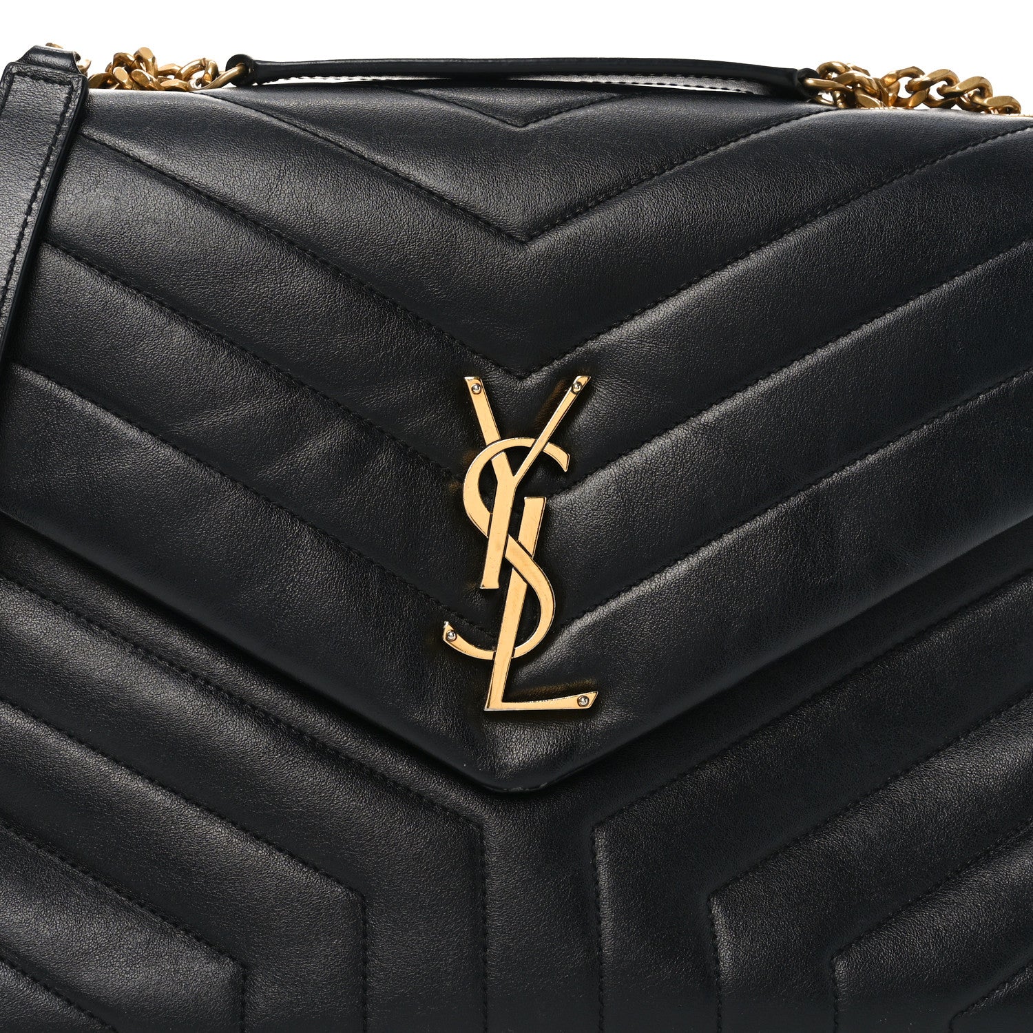 Saint Laurent Calfskin Y Quilted Monogram Medium Loulou Chain Satchel Black 15 of 18