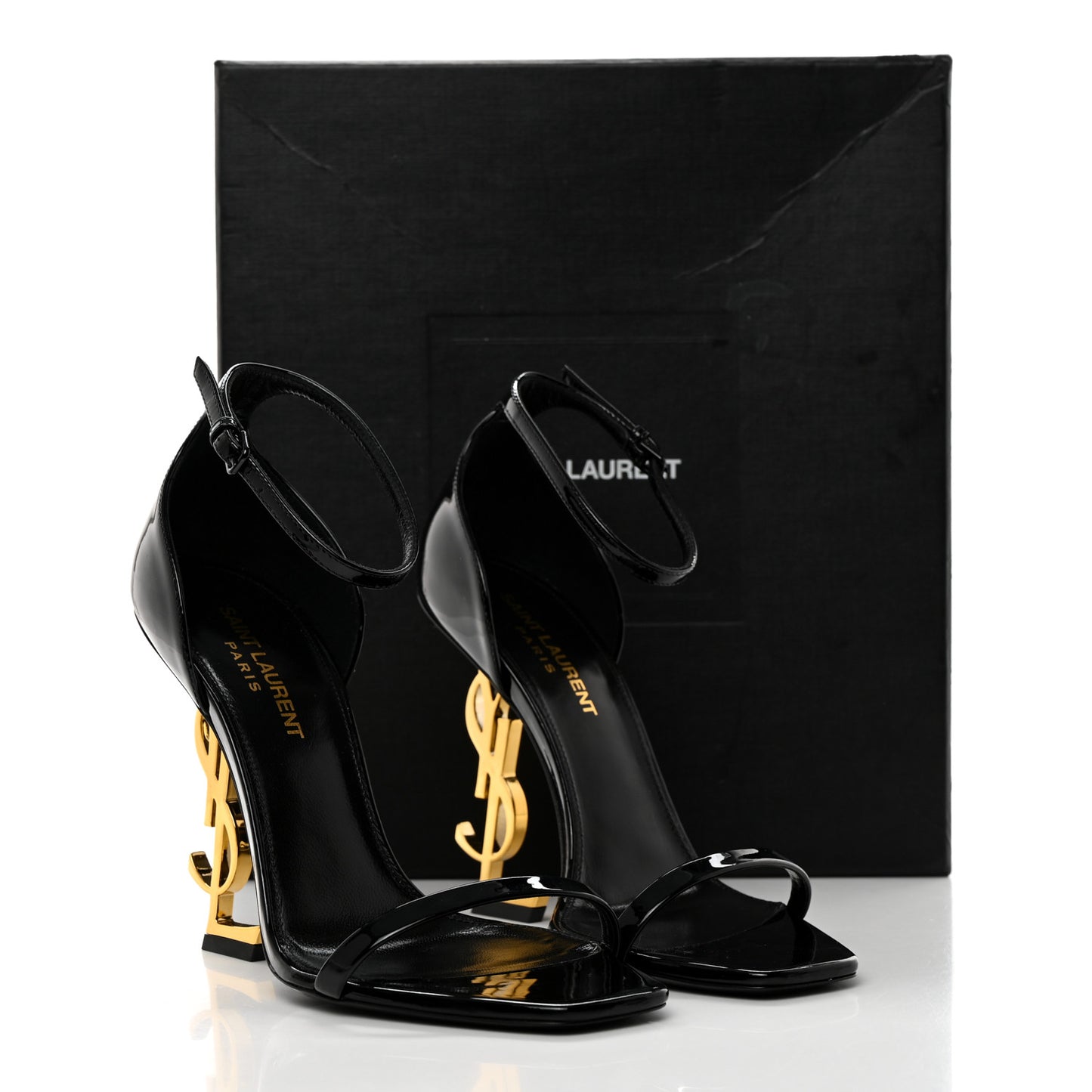 Patent Calfskin Opyum 110 Sandals 37 Black Gold