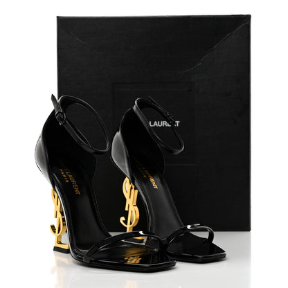 Saint Laurent Patent Calfskin Opyum 110 Sandals 37 Black Gold 11 of 11