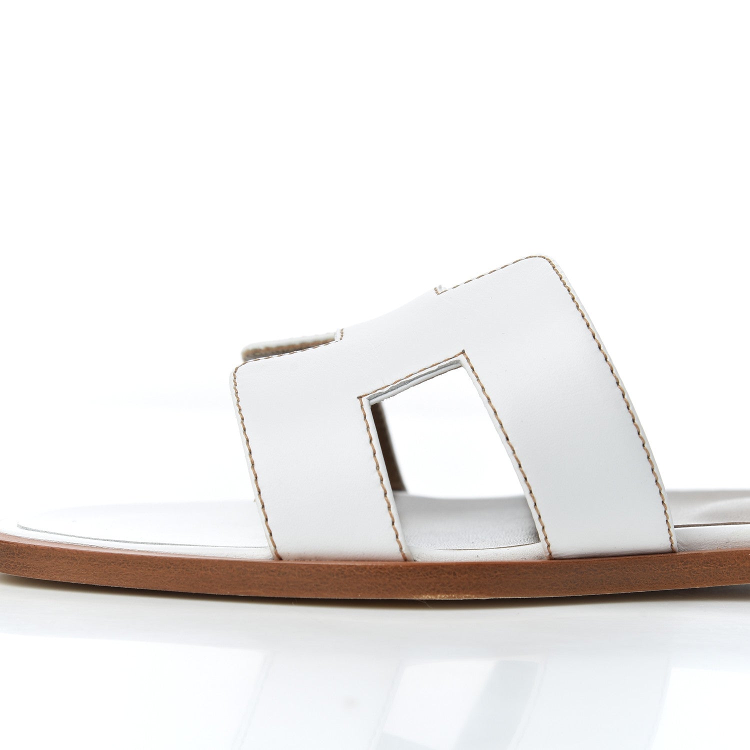 Hermes Box Calfskin Oran Sandals 36.5 White 10 of 15