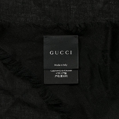 Gucci Wool Silk Monogram Fringe Triangle Scarf Black 4 of 4