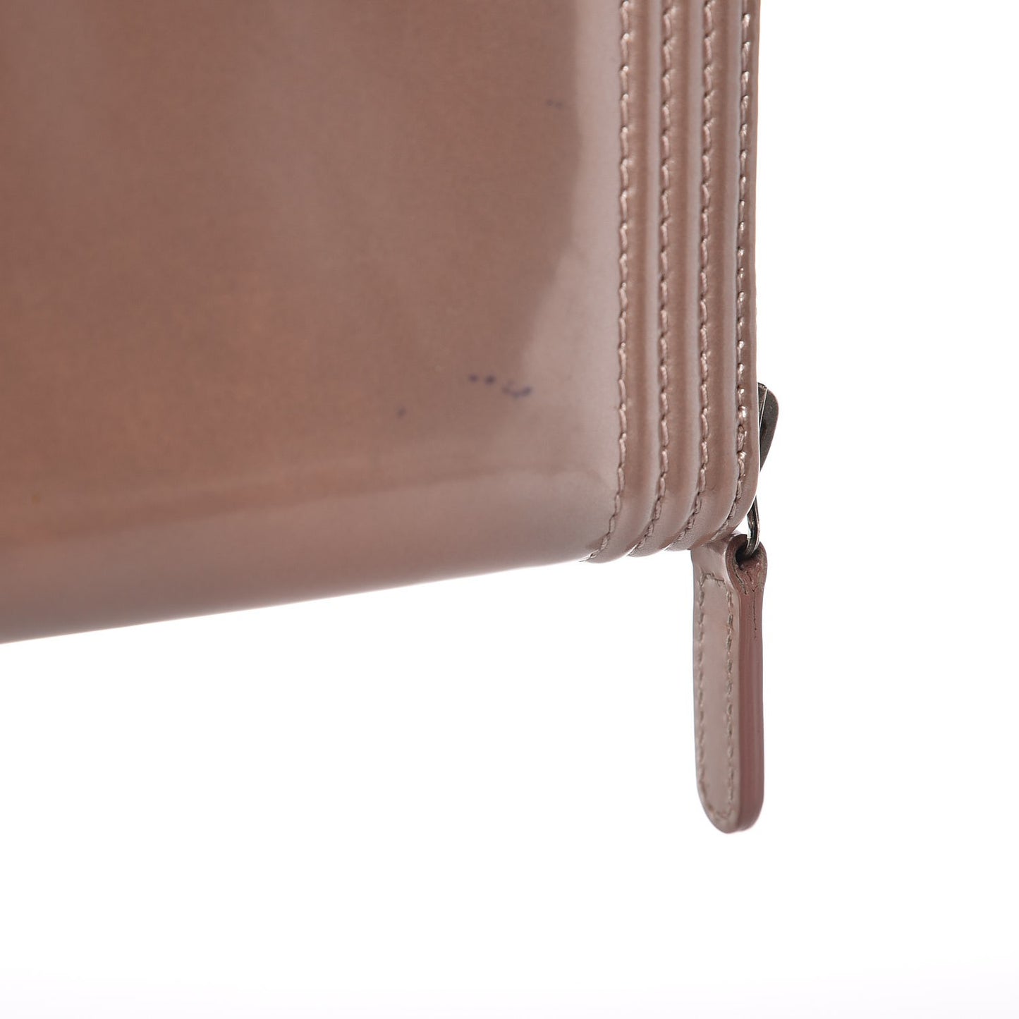 Metallic Patent Boy Large Gusset Zip Around Wallet Pink