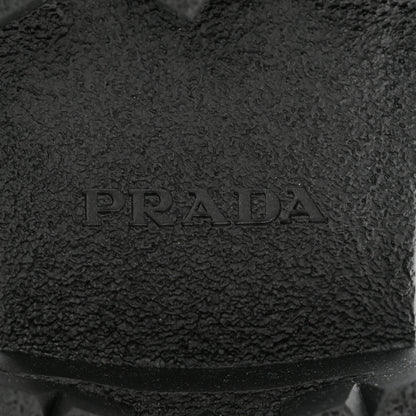 Prada Vitello Lux Nylon Metal Triangle Logo Monolith Pouch Pocket 55mm Tall Combat Boots 36.5 Black 8 of 10