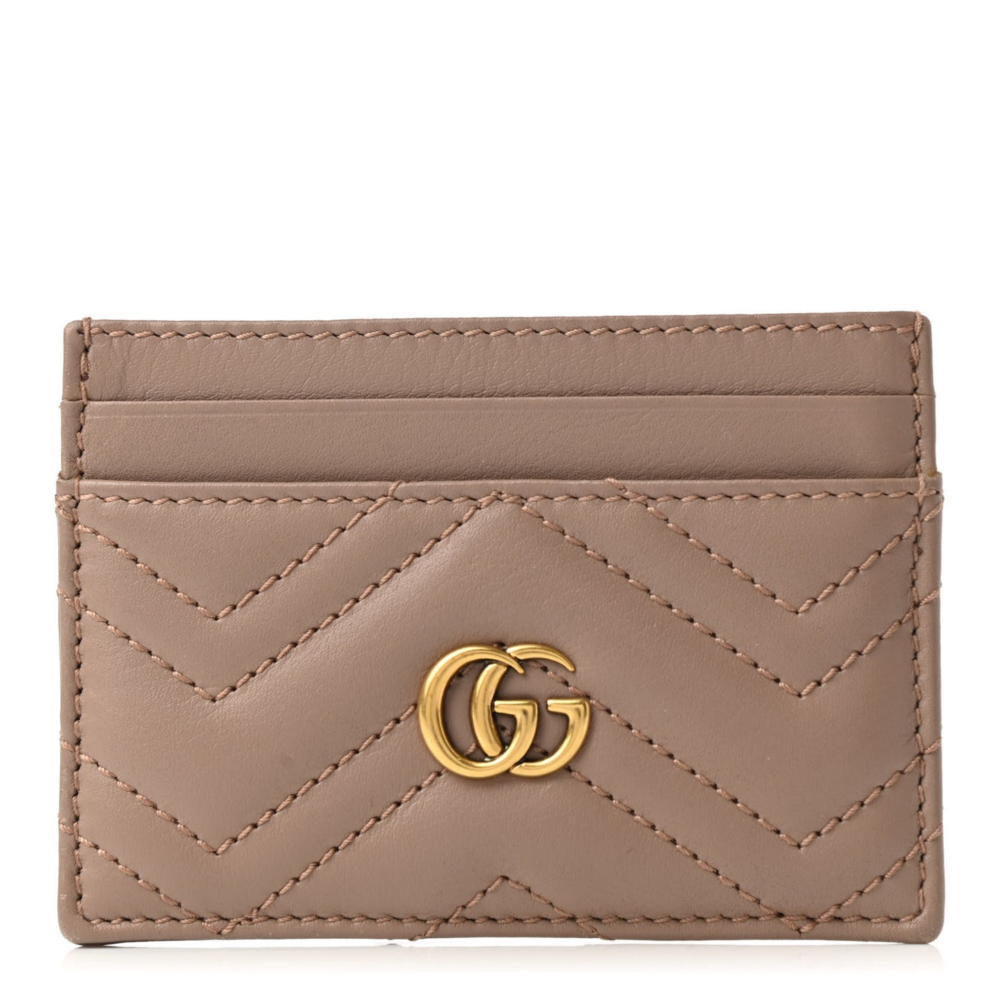 Calfskin Matelasse GG Marmont Card Holder Porcelain Rose