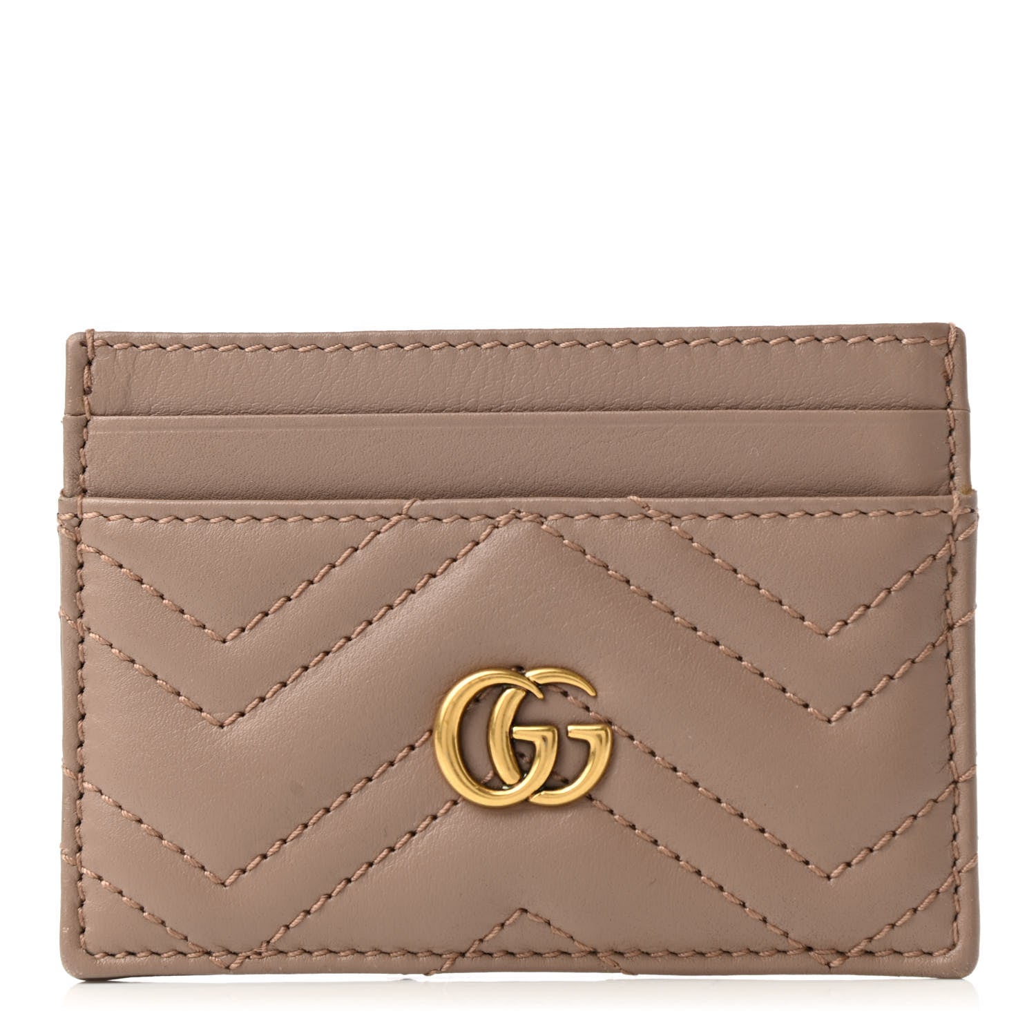 Gucci Calfskin Matelasse GG Marmont Card Holder Porcelain Rose 1 of 5