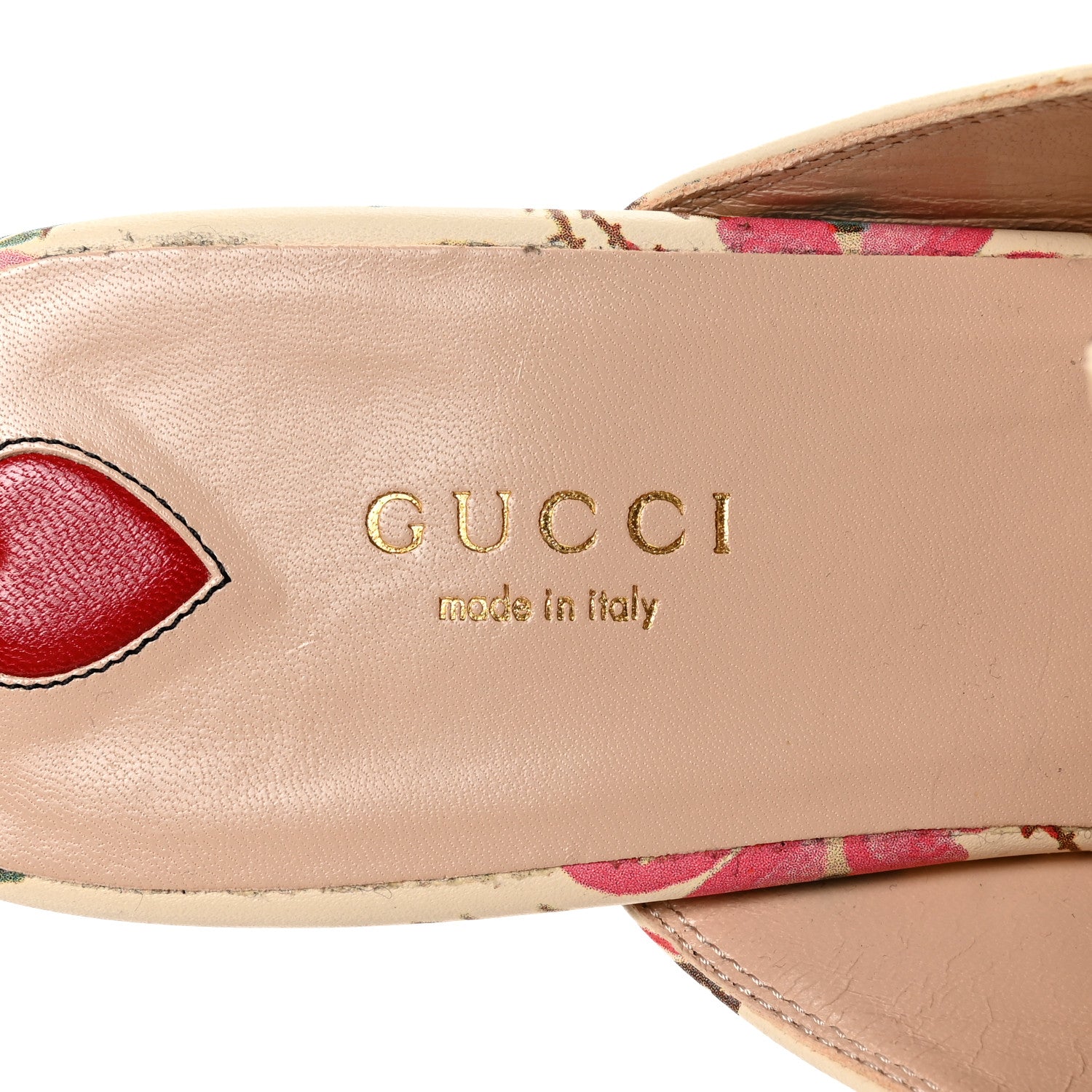 Gucci Calfskin Stamp Allover Rose Princetown Slippers 40 Ivory Multicolor 8 of 9