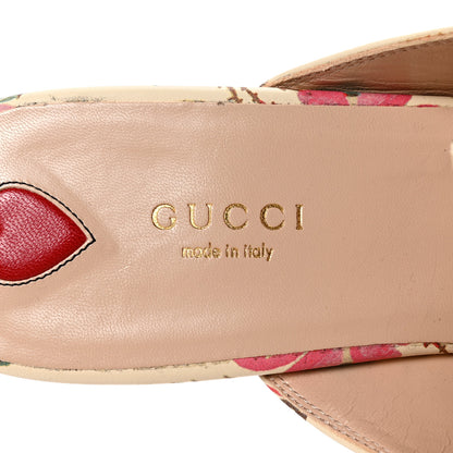 Gucci Calfskin Stamp Allover Rose Princetown Slippers 40 Ivory Multicolor 8 of 9