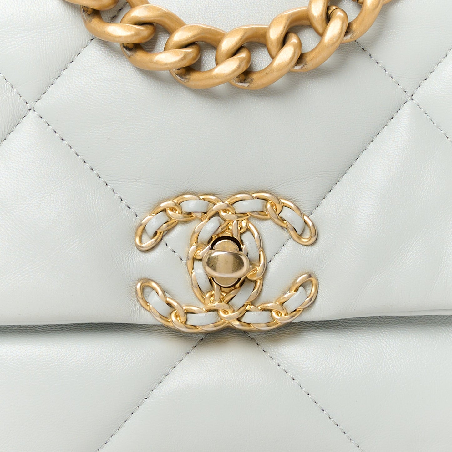 Lambskin Quilted Medium Chanel 19 Flap Light Blue