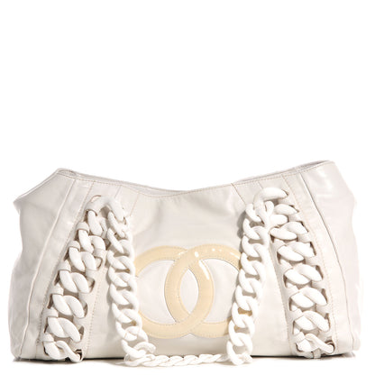 Chanel Calfskin Modern Chain Rhodoid Tote White 1 of 7