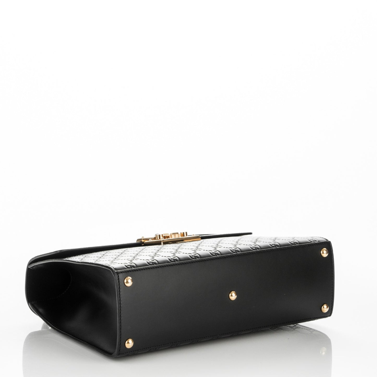 Guccissima Signature Medium Padlock Top Handle Bag Black