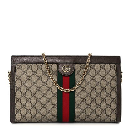 Gucci GG Supreme Monogram Web Medium Ophidia Chain Shoulder Bag Brown 2 of 19