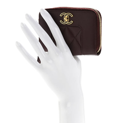Chanel Sheepskin Quilted Mademoiselle Vintage Zip Coin Purse Dark Red 2 of 9