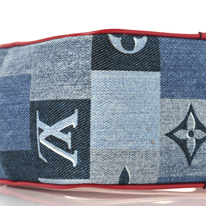 Louis Vuitton Denim Damier Monogram Patchwork PVC Beach Pouch Blue Rouge 8 of 9