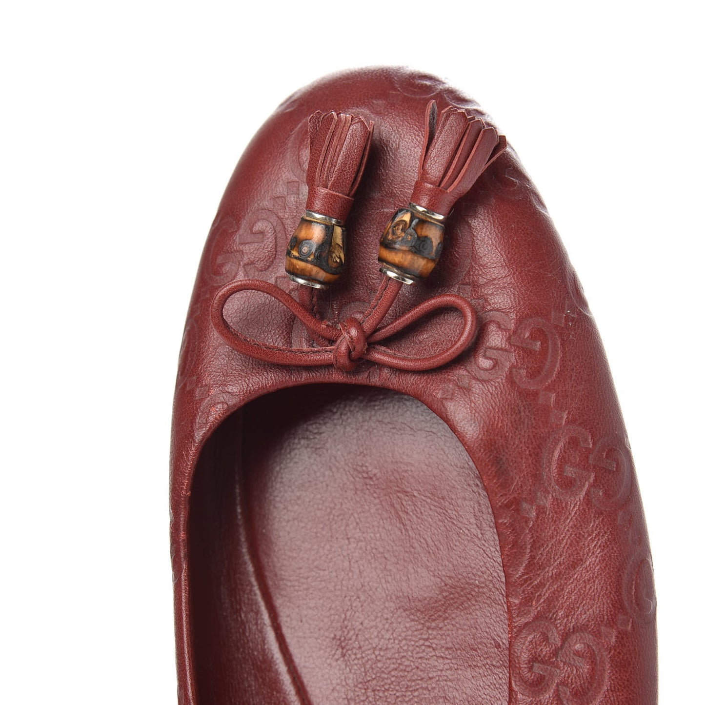 Guccissima Bamboo Tassel Ballet Flats 37.5 Red