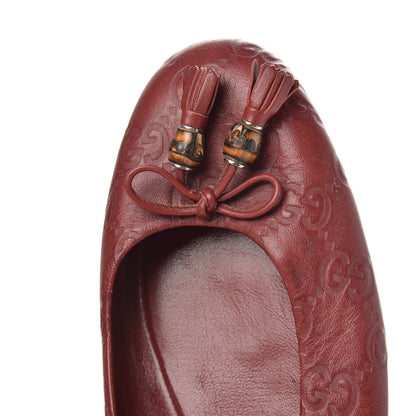 Gucci Guccissima Bamboo Tassel Ballet Flats 37.5 Red 6 of 8