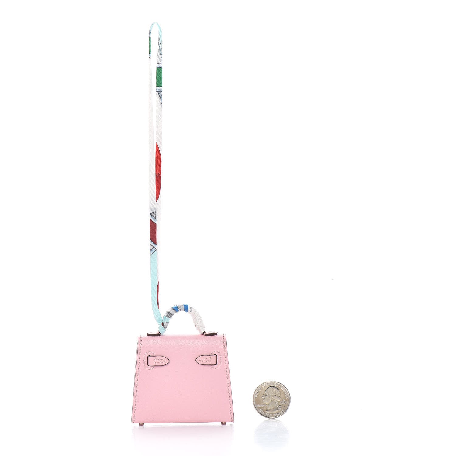 Hermes Tadelakt Mini Kelly Twilly Bag Charm Rose Sakura 2 of 3