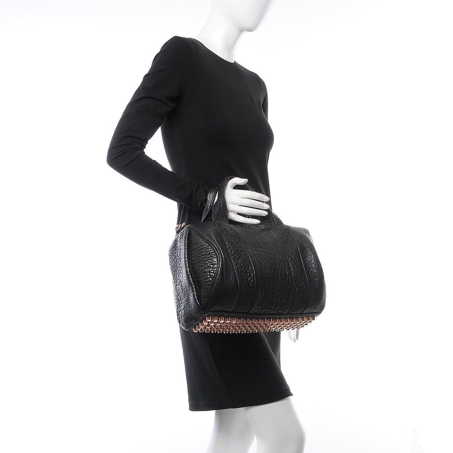Pebbled Lambskin Rocco Black Rose Gold Hardware