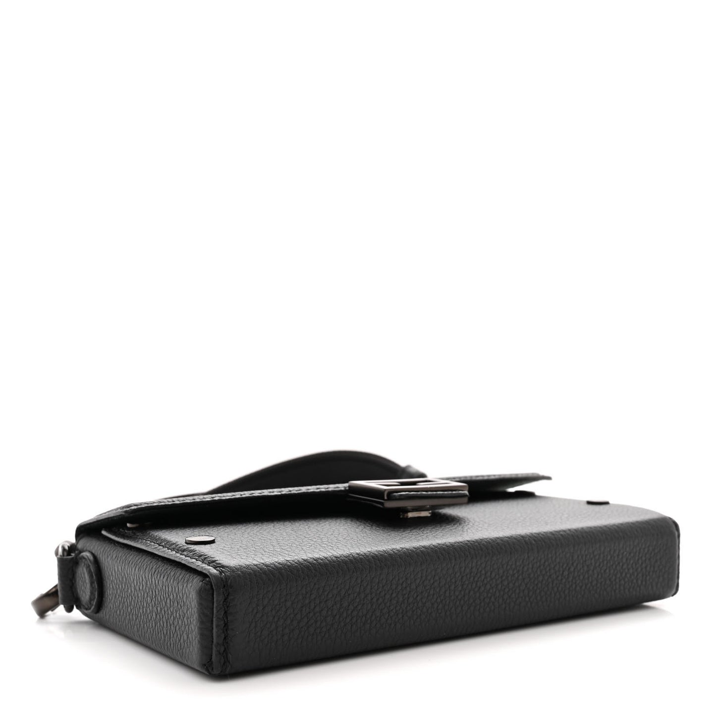 Vitello Cher Baguette Soft Trunk Phone Pouch Black