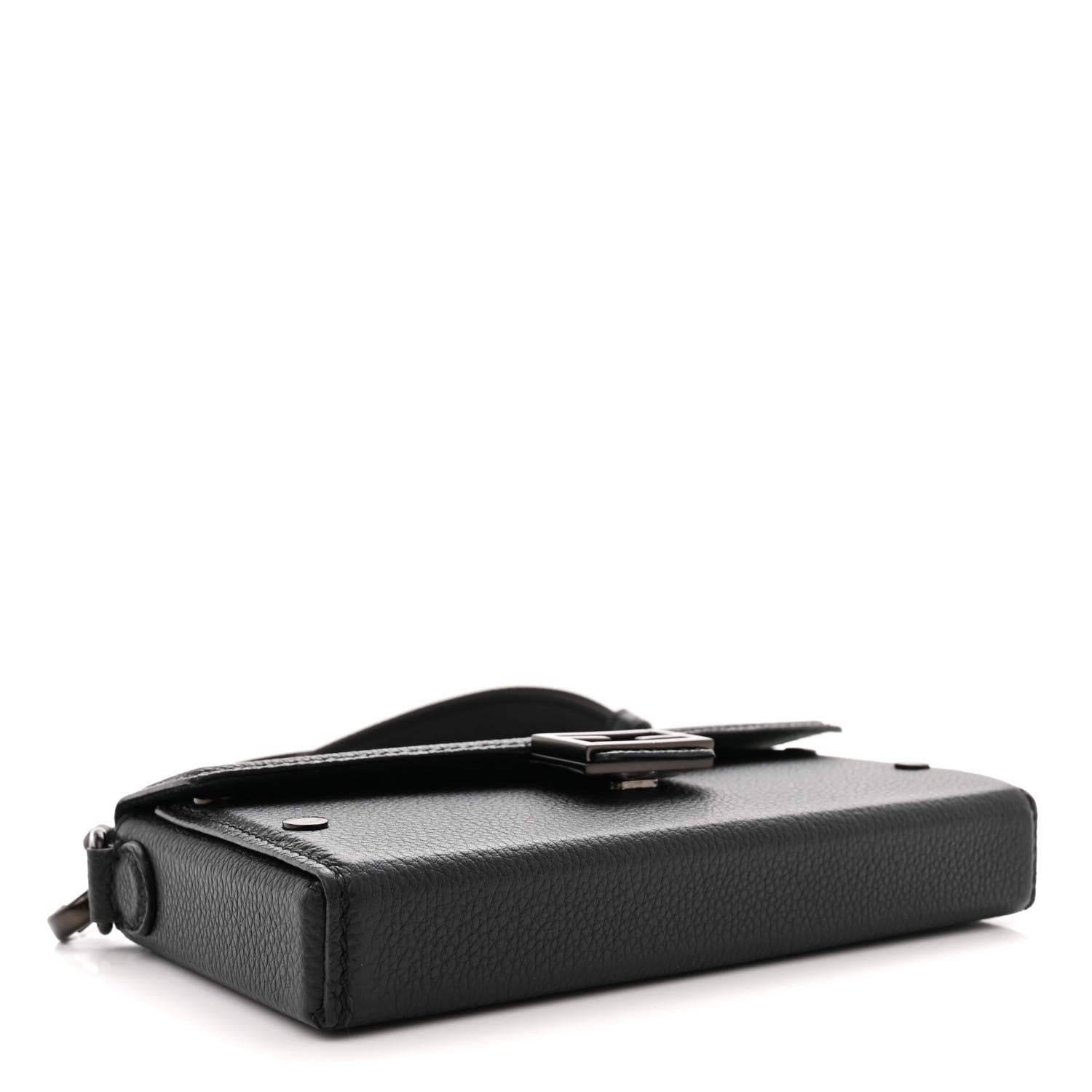 Fendi Vitello Cher Baguette Soft Trunk Phone Pouch Black 4 of 13