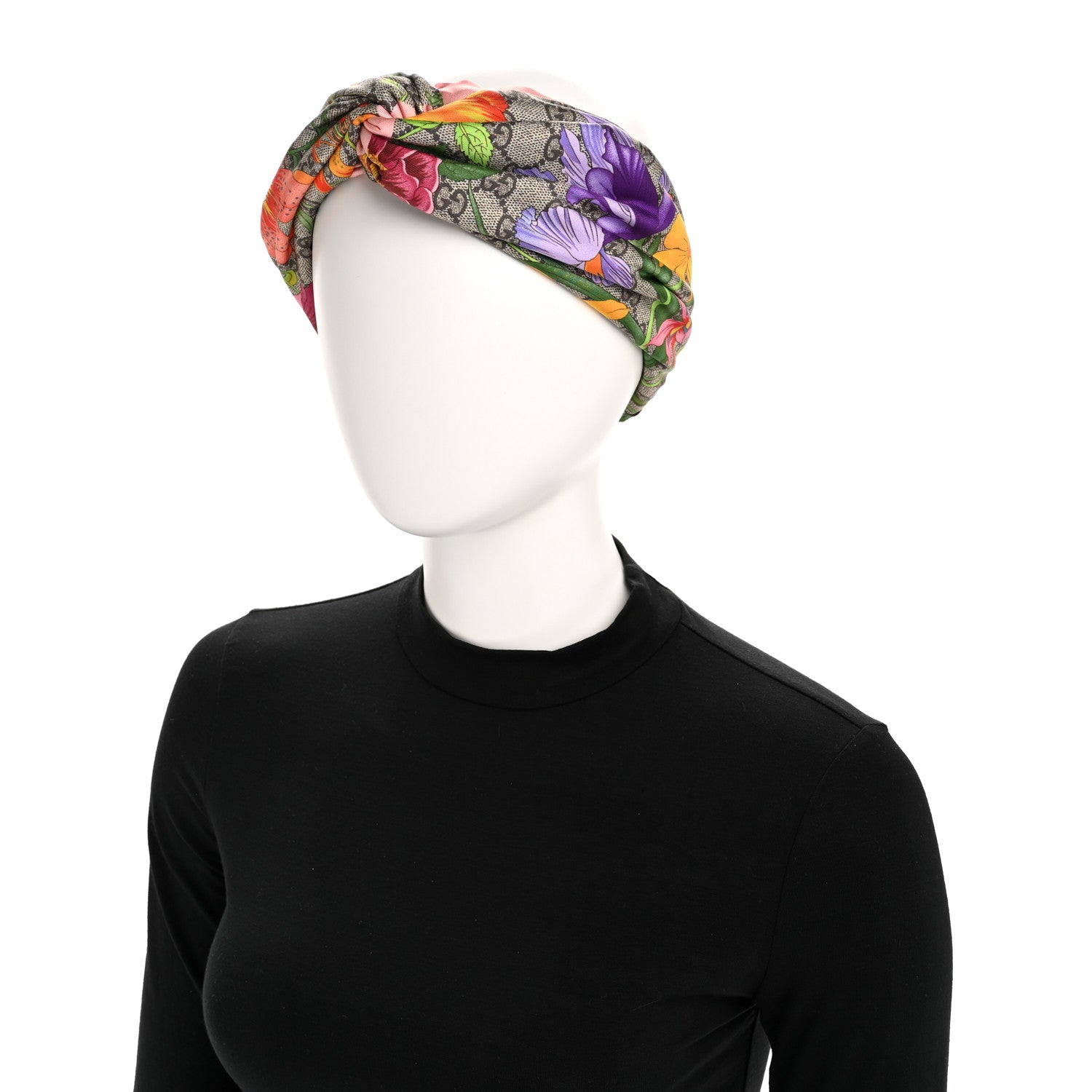 Gucci Silk Monogram Flora Print Headband M Pink 2 of 4