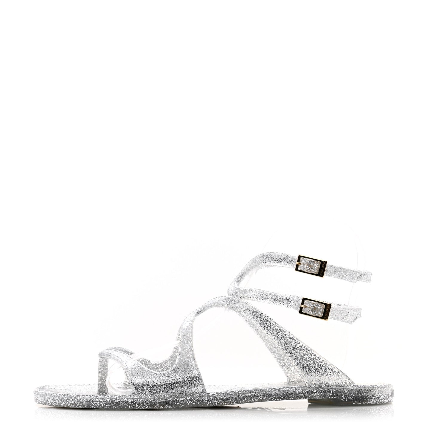Glitter Rubber Lance Jelly Sandals 36 Silver