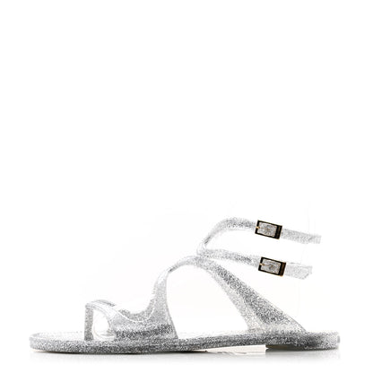Jimmy Choo Glitter Rubber Lance Jelly Sandals 36 Silver 1 of 7
