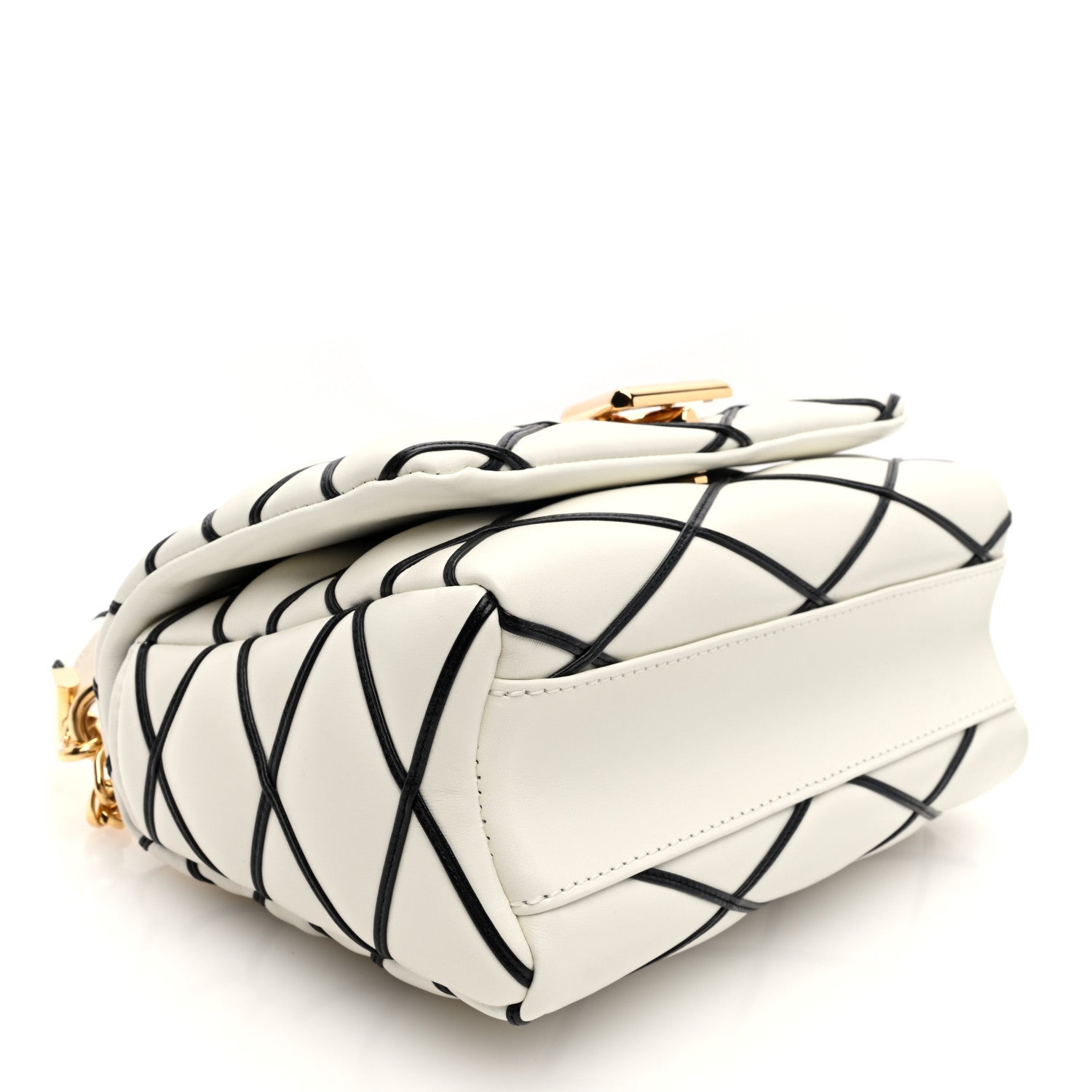 Louis Vuitton Lambskin Malletage Top Handle GO-14 MM White Black 5 of 10