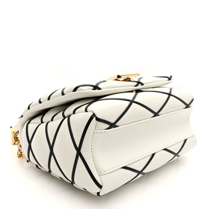 Louis Vuitton Lambskin Malletage Top Handle GO-14 MM White Black 5 of 10