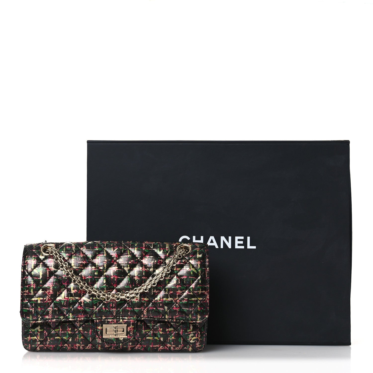 Chanel Tweed Printed Lambskin Quilted 2.55 Reissue 225 Flap Multicolor 13 of 13