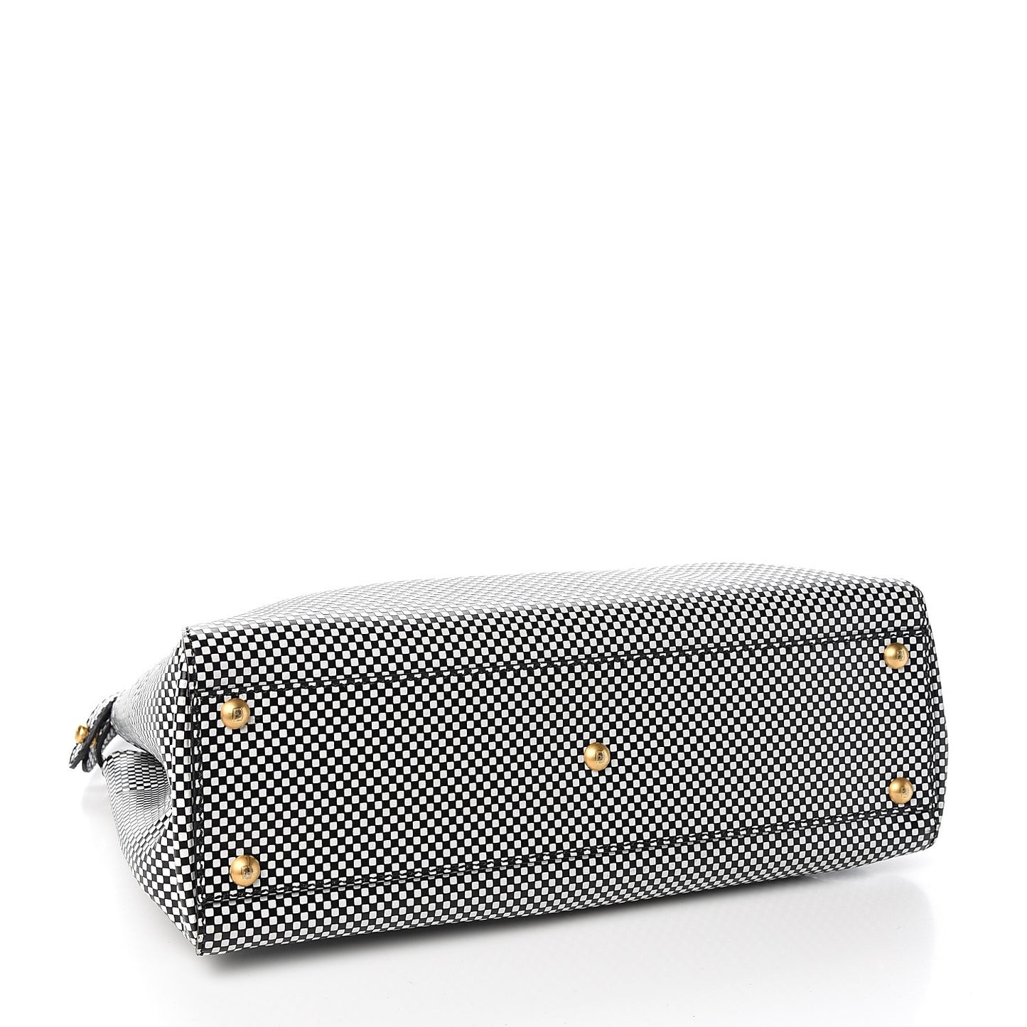 Pequin Checkered Medium Peekaboo Iconic Satchel Black White