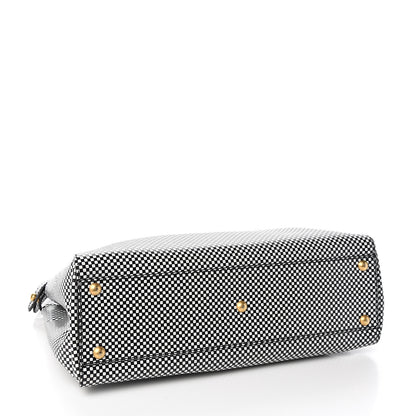 Fendi Pequin Checkered Medium Peekaboo Iconic Satchel Black White 3 of 9