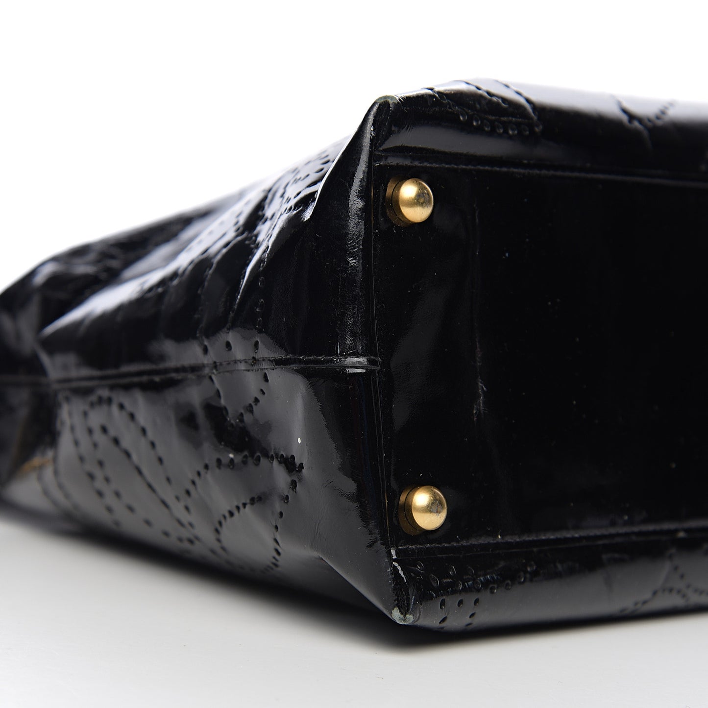 Patent Perforated Camelia Hobo Black