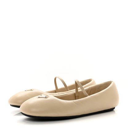 Prada Nappa Soft Padded Triangle Ballet Flats 38 Deserto 3 of 9