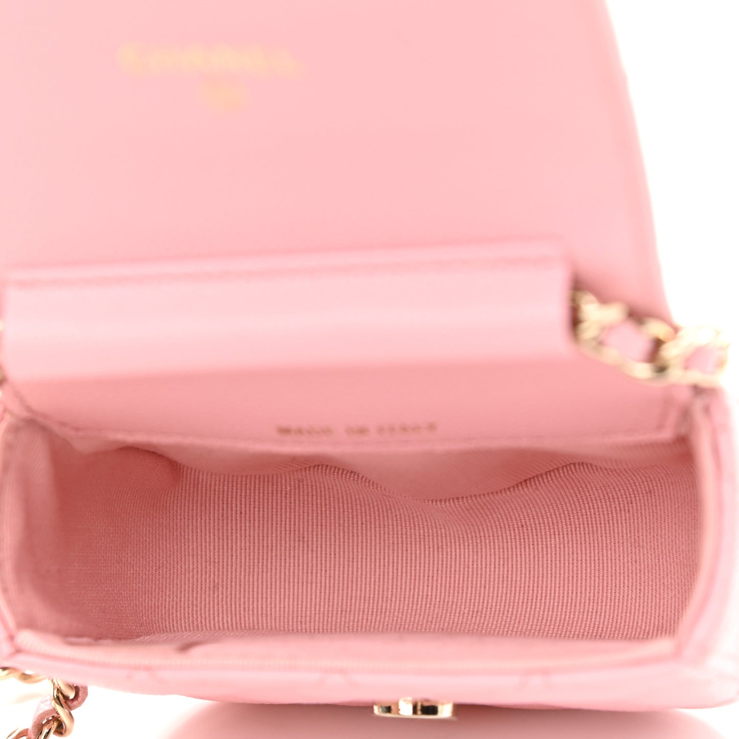Caviar Quilted Mini Clutch With Chain Pink