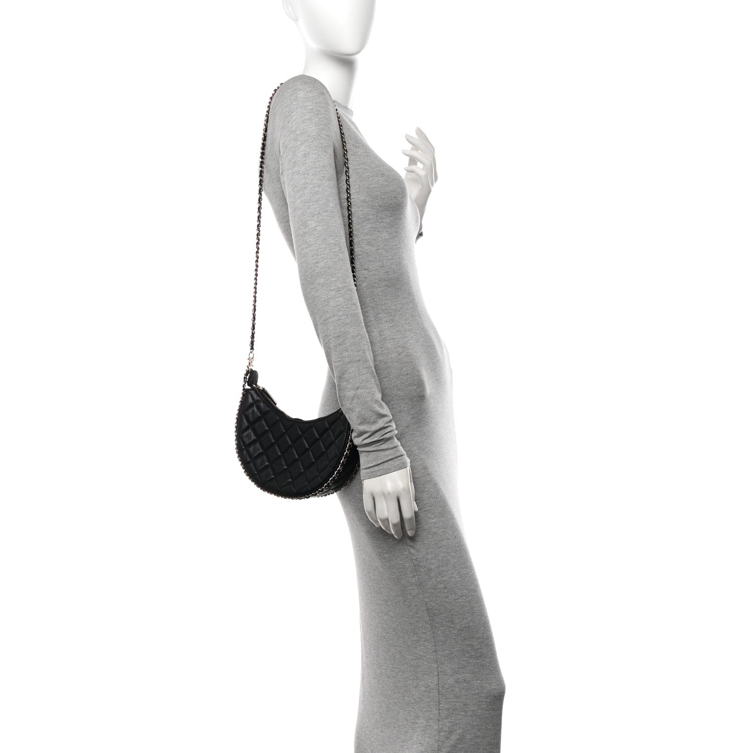 Chanel Lambskin Quilted Small Hobo Bag Black 2 of 12