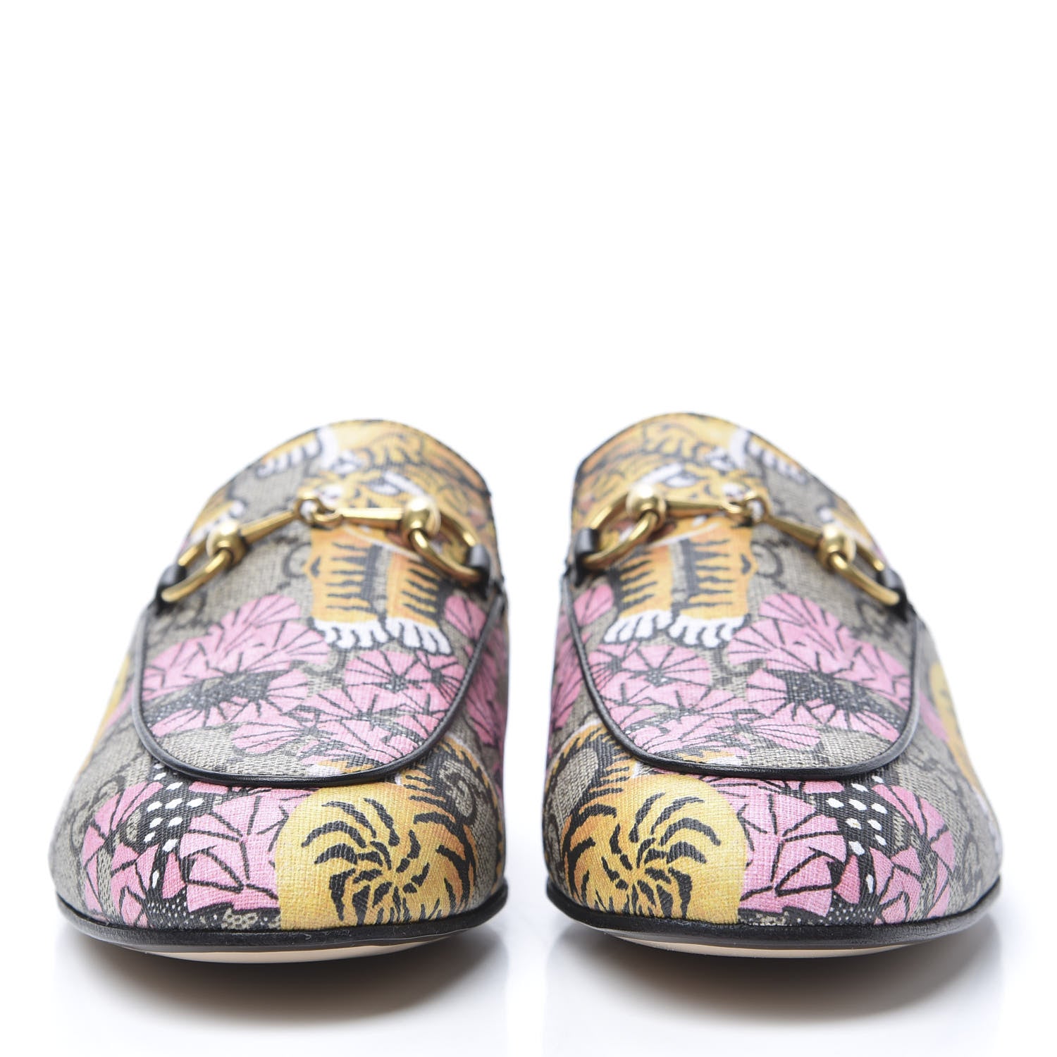 Gucci GG Supreme Monogram Bengal Womens Princetown Slippers 35 Beige Crop Pink 2 of 8