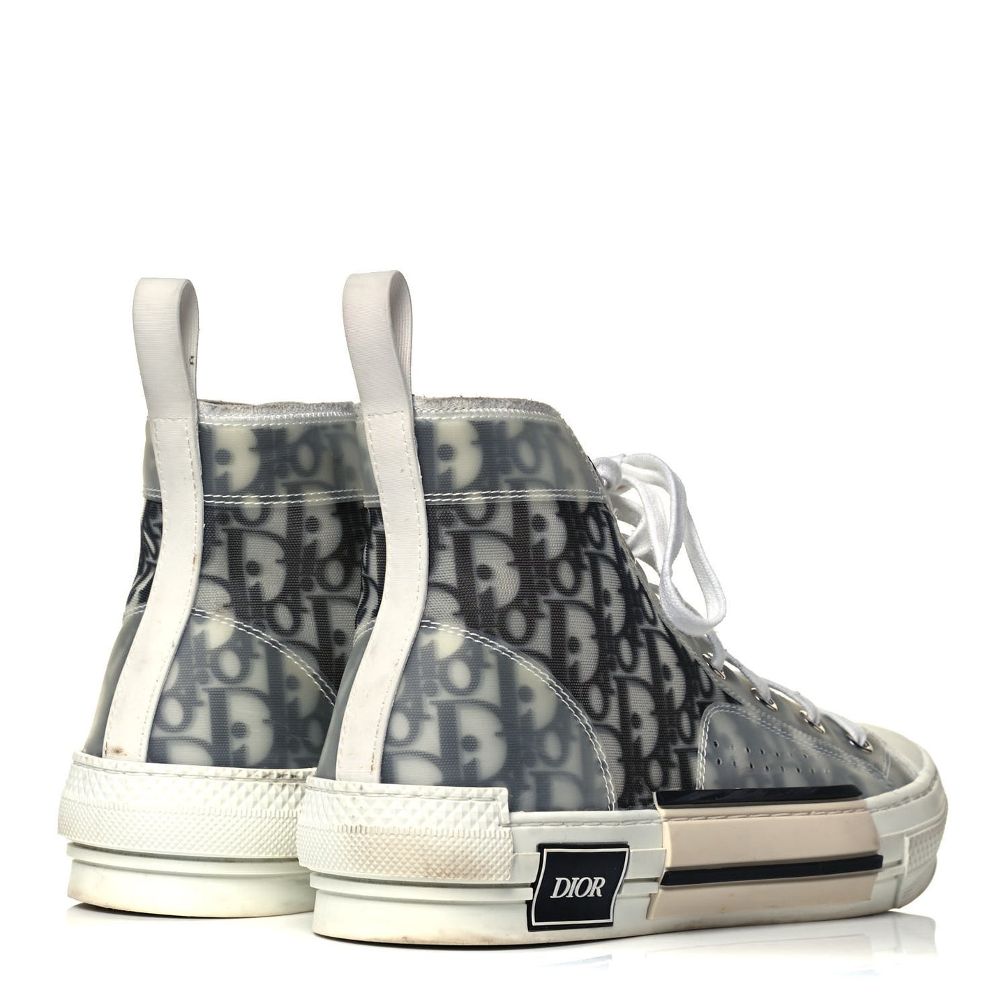 Technical Canvas Oblique Mens B23 High Top Sneakers 41 White Black