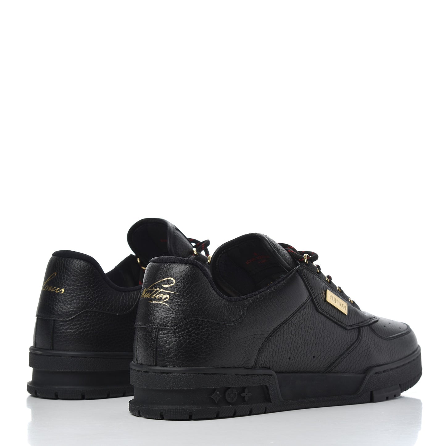 Calfskin Mens LV Trainer Sneakers 8 Black