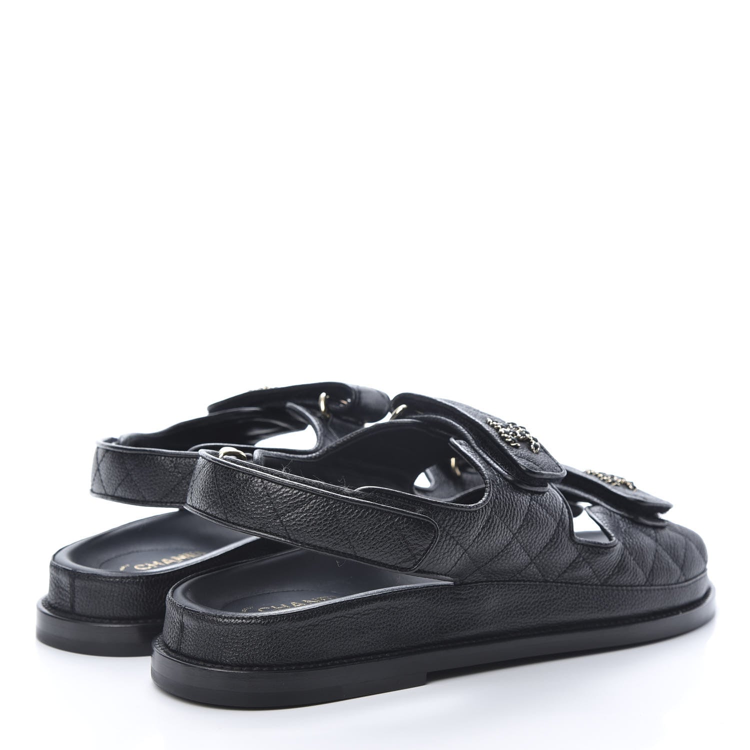 Chanel Grained Calfskin Velcro Dad Sandals 40 Black 4 of 9