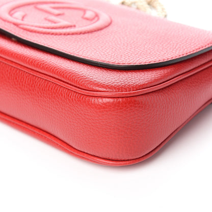 Gucci Pebbled Calfskin Medium Soho Flap Crossbody Vibrant Red 8 of 9