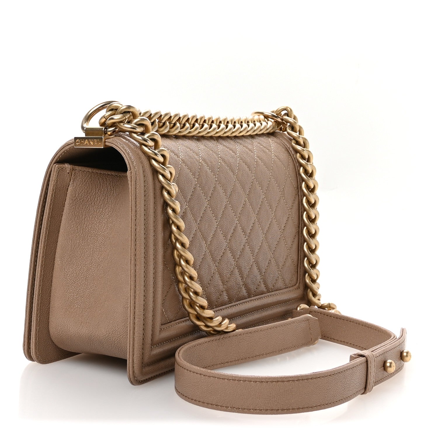Chanel Caviar Quilted Medium Boy Flap Dark Beige 3 of 11